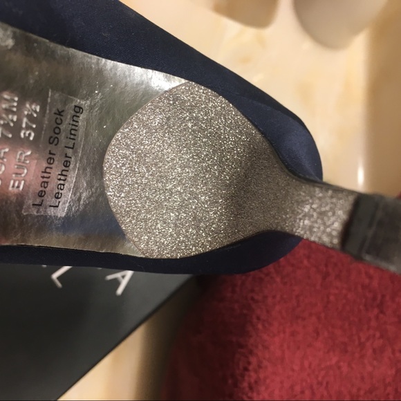 Navy Peep Toe Heels - Picture 2 of 4